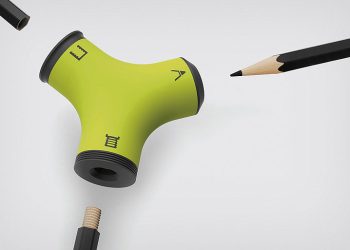 Küçülen kurşun kalemleri birbirine ekleyen kalemtıraş