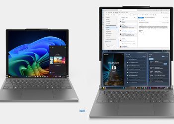 Çift ekranlı Lenovo dizüstü bilgisayar