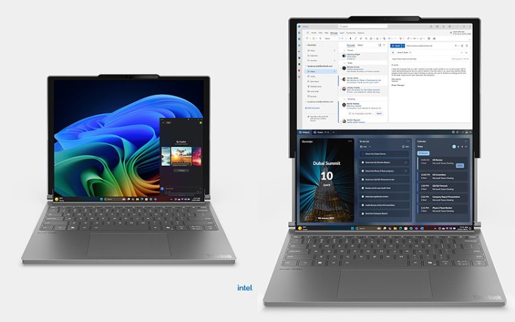 Çift ekranlı Lenovo dizüstü bilgisayar